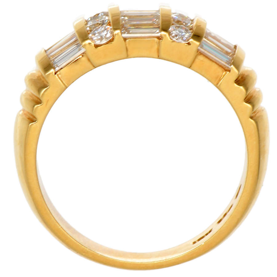 18KY Mixed Cut Diamond (1.14) Band Ring-4
