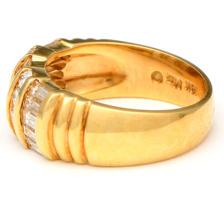 18KY Mixed Cut Diamond (1.14) Band Ring-3