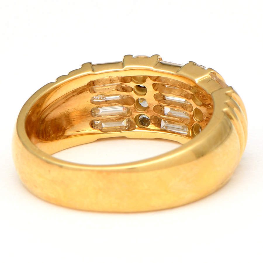 18KY Mixed Cut Diamond (1.14) Band Ring-2