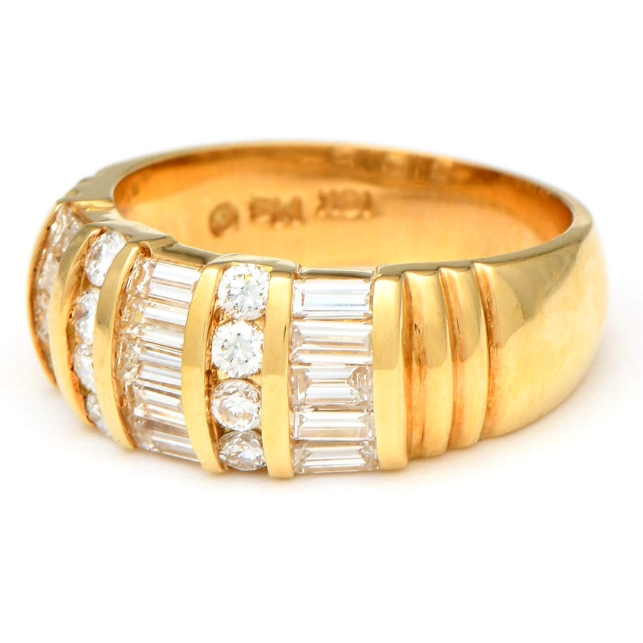 18KY Mixed Cut Diamond (1.14) Band Ring-1