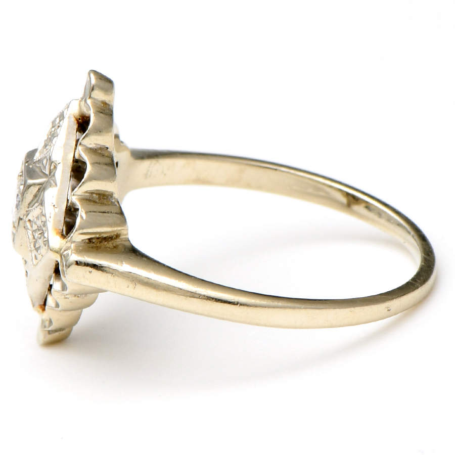 14KW Vintage Inspired Diamond (0.10) Accent Square Ring-3
