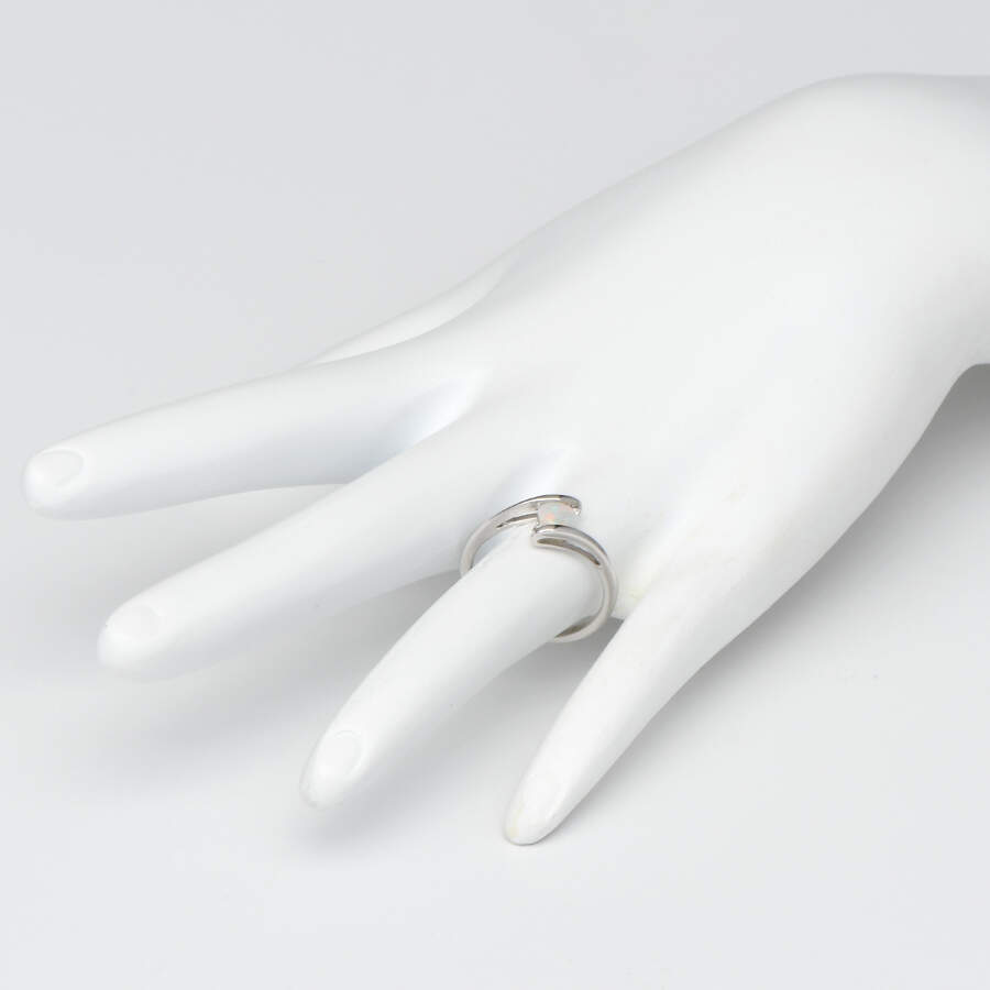 14KW White Opal & Diamond Accent Bypass Ring-5