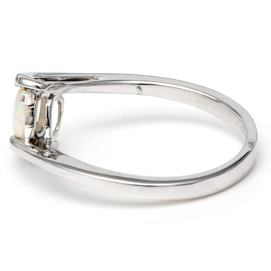 14KW White Opal & Diamond Accent Bypass Ring-3