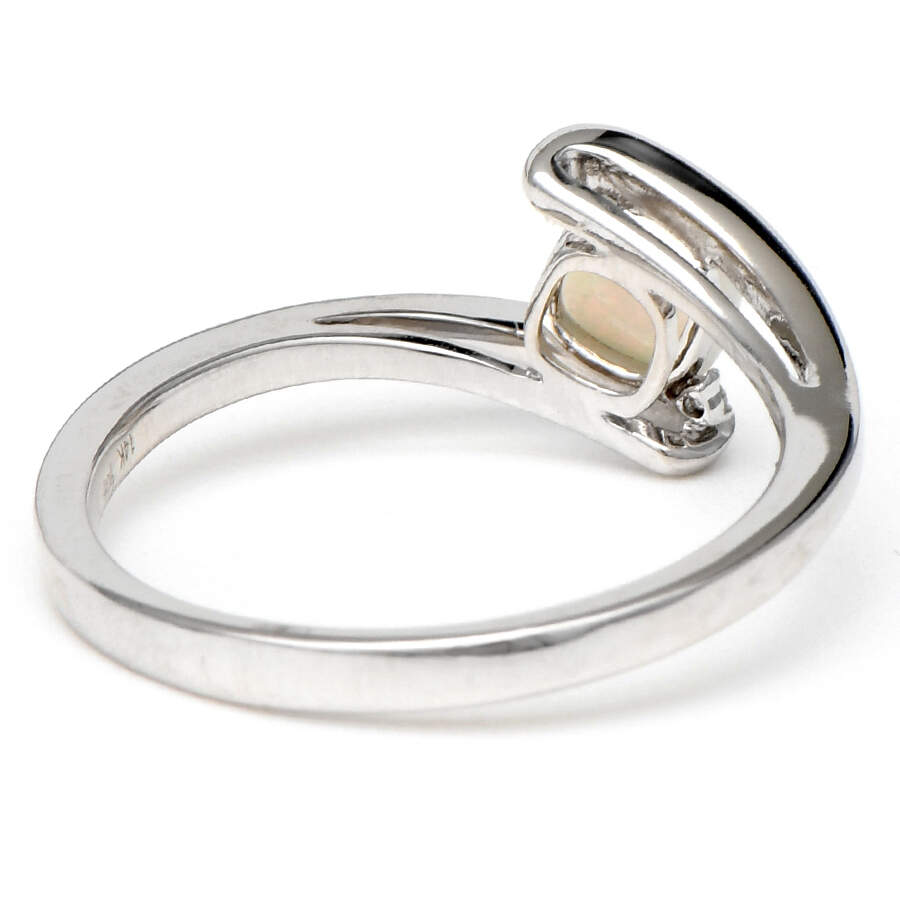 14KW White Opal & Diamond Accent Bypass Ring-2