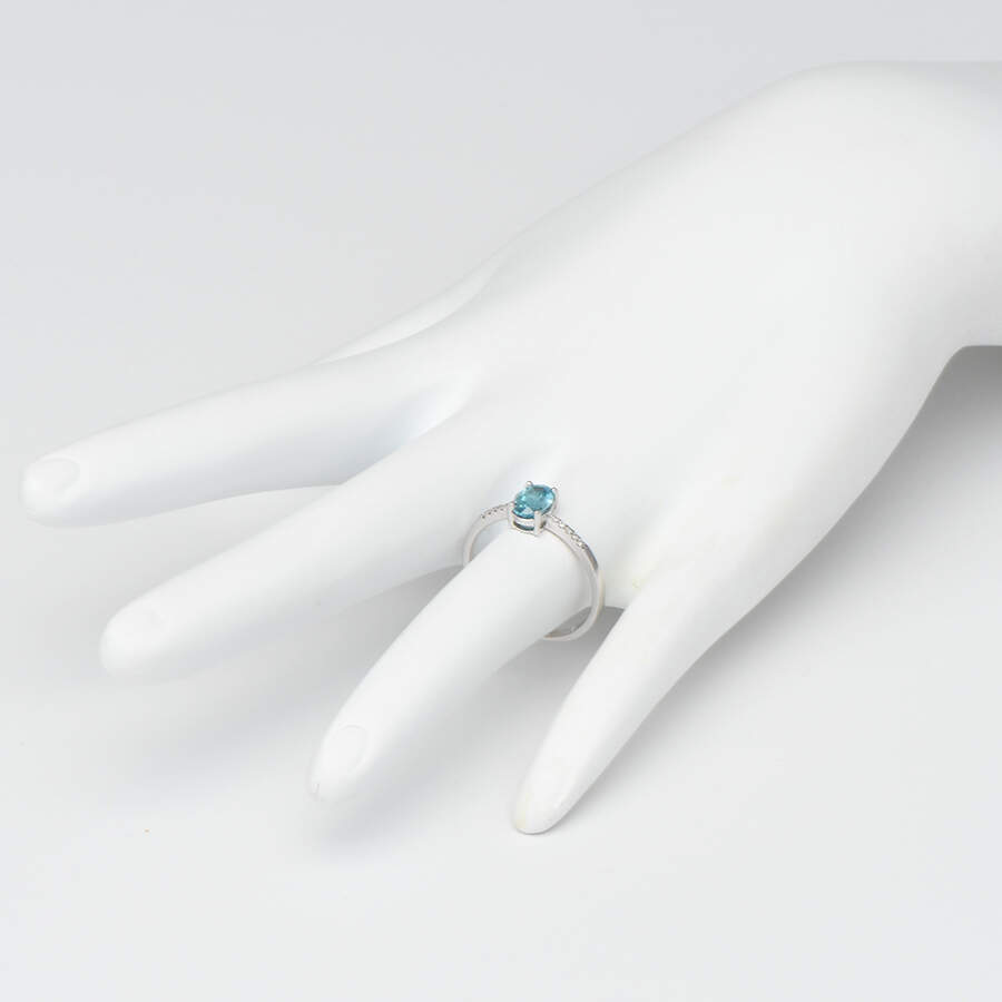 14KW Blue Zircon(0.95) & Diamond(0.05) Ring-5