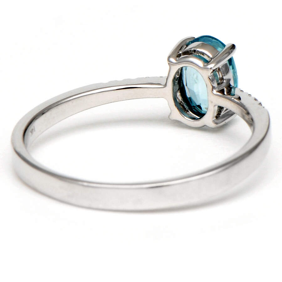 14KW Blue Zircon(0.95) & Diamond(0.05) Ring-2