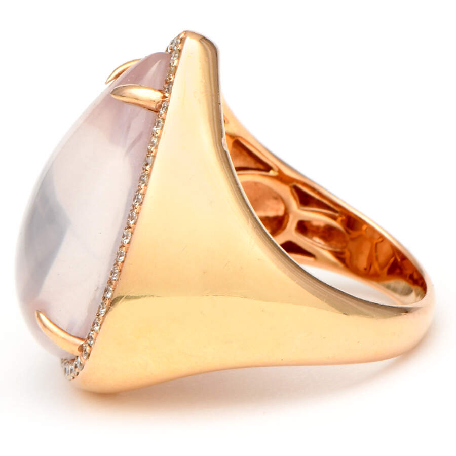 14KR Rose Quartz (16.0) & Diamond Statement Ring-3
