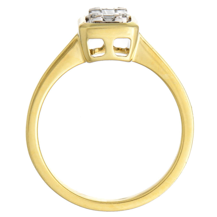 18KYW Simon G. Multi Diamond(0.17) Square Ring-5