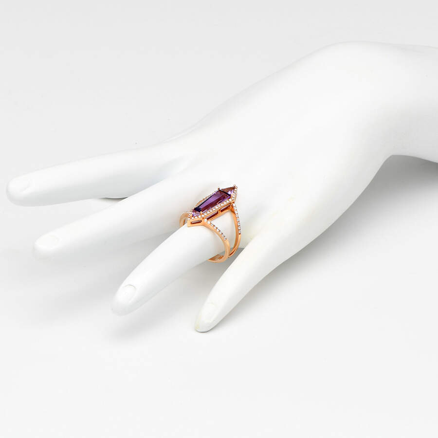 14KR Synthetic Amethyst (2.0) & Diamond (0.35) "Hydro" Ring-5