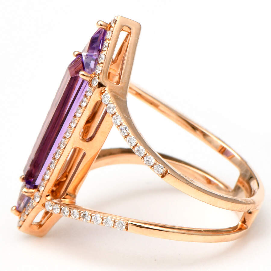 14KR Synthetic Amethyst (2.0) & Diamond (0.35) "Hydro" Ring-3