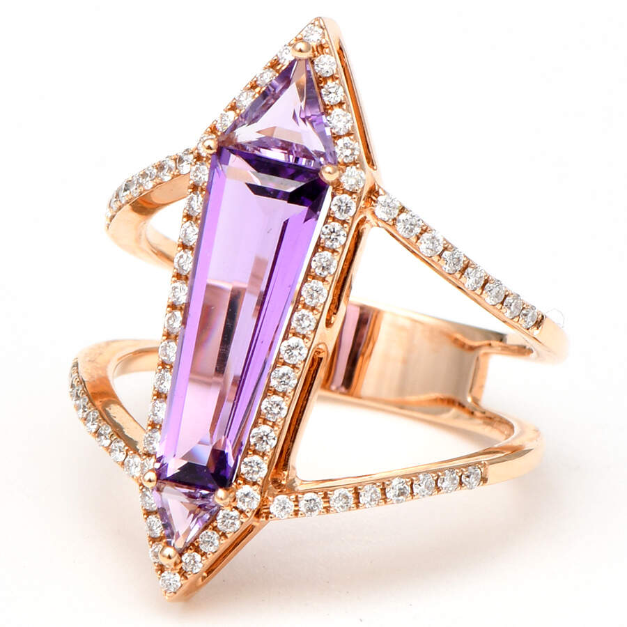 14KR Synthetic Amethyst (2.0) & Diamond (0.35) "Hydro" Ring-1
