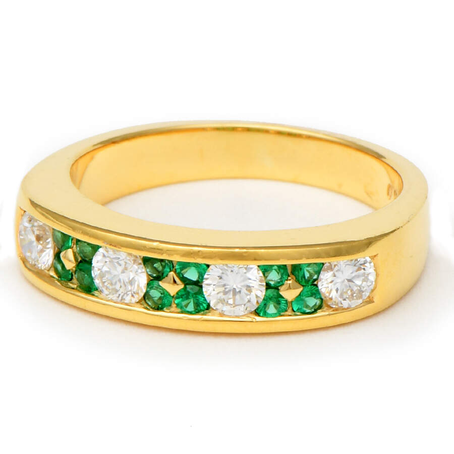 18KY Diamond(0.48) & Emerald(0.24) Ring-1