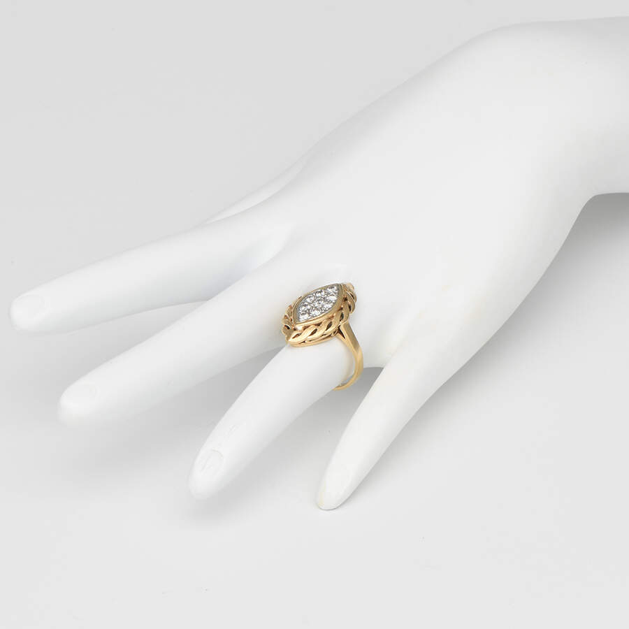 14KYW Vintage Pave Diamond (0.27) Rope Twist Ring-5