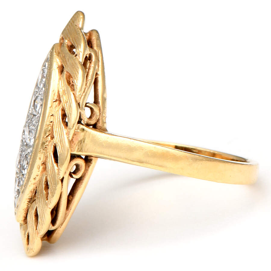 14KYW Vintage Pave Diamond (0.27) Rope Twist Ring-3