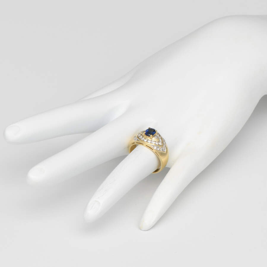 18KY Sapphire(0.71) & Diamond(0.64) Ring-5