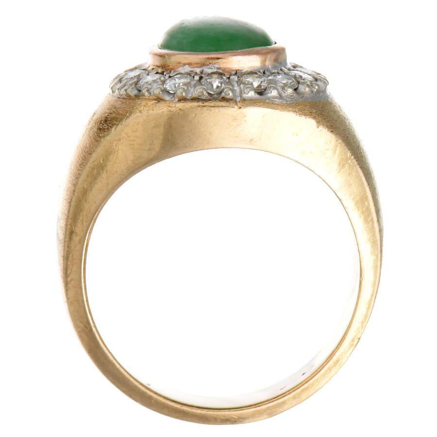 14KY Vintage Jadeite Jade & Diamond(0.60) Ring-4