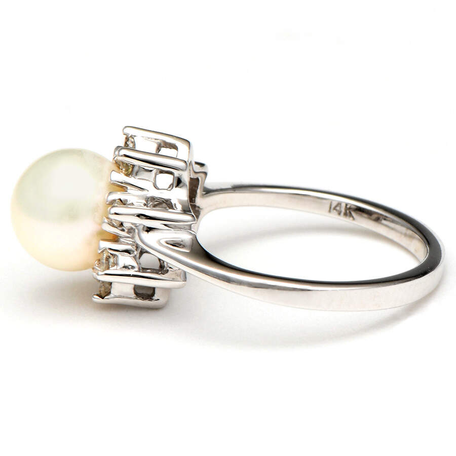 14KW Akoya Pearl & Diamond(0.16) Halo Ring-3