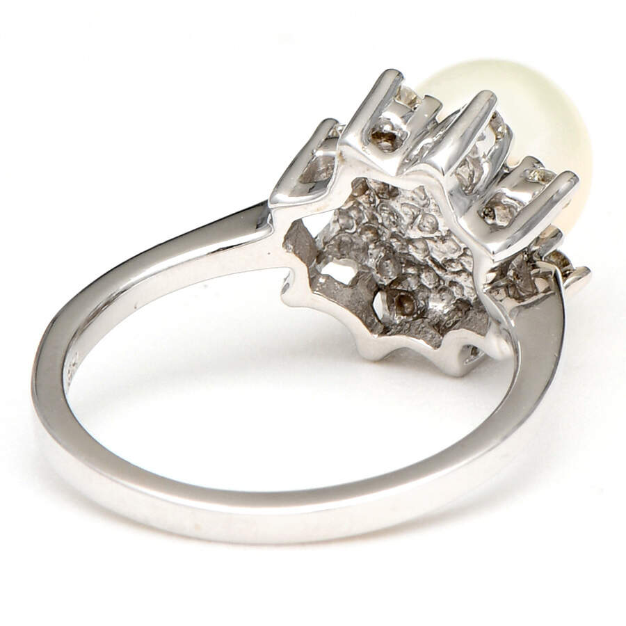 14KW Akoya Pearl & Diamond(0.16) Halo Ring-2