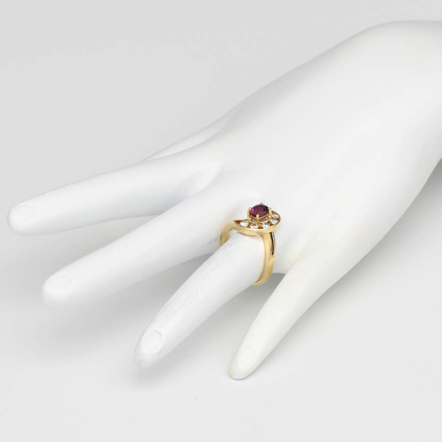 14KY Ruby & Diamond(.24) Swirl Ring-5
