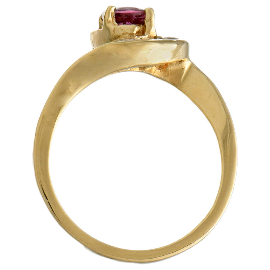 14KY Ruby & Diamond(.24) Swirl Ring-4