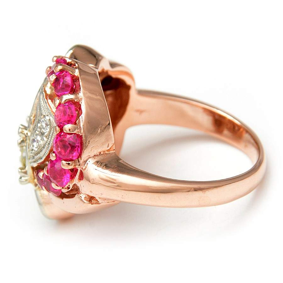14KR & Platinum Diamond (0.68) & Created Ruby Ring-3