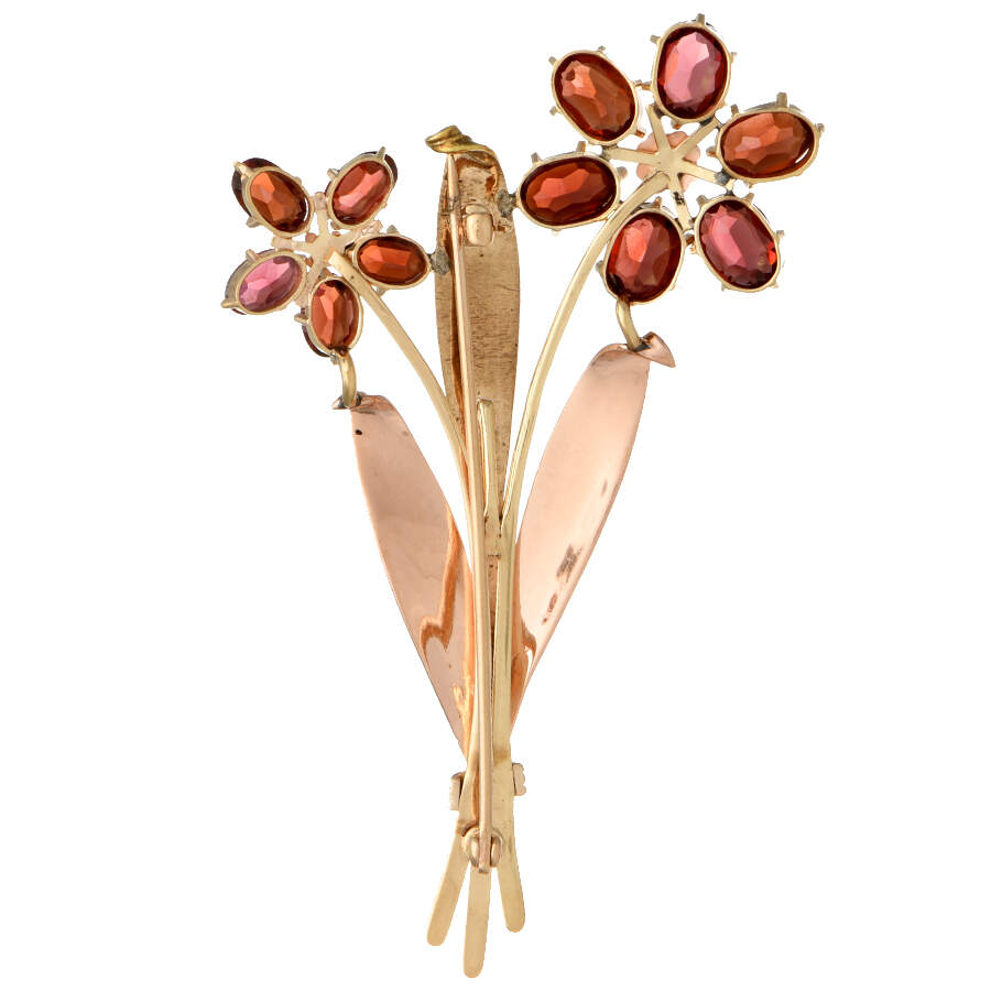 9KRY Garnet (7.70) Floral Bouquet Pin-2