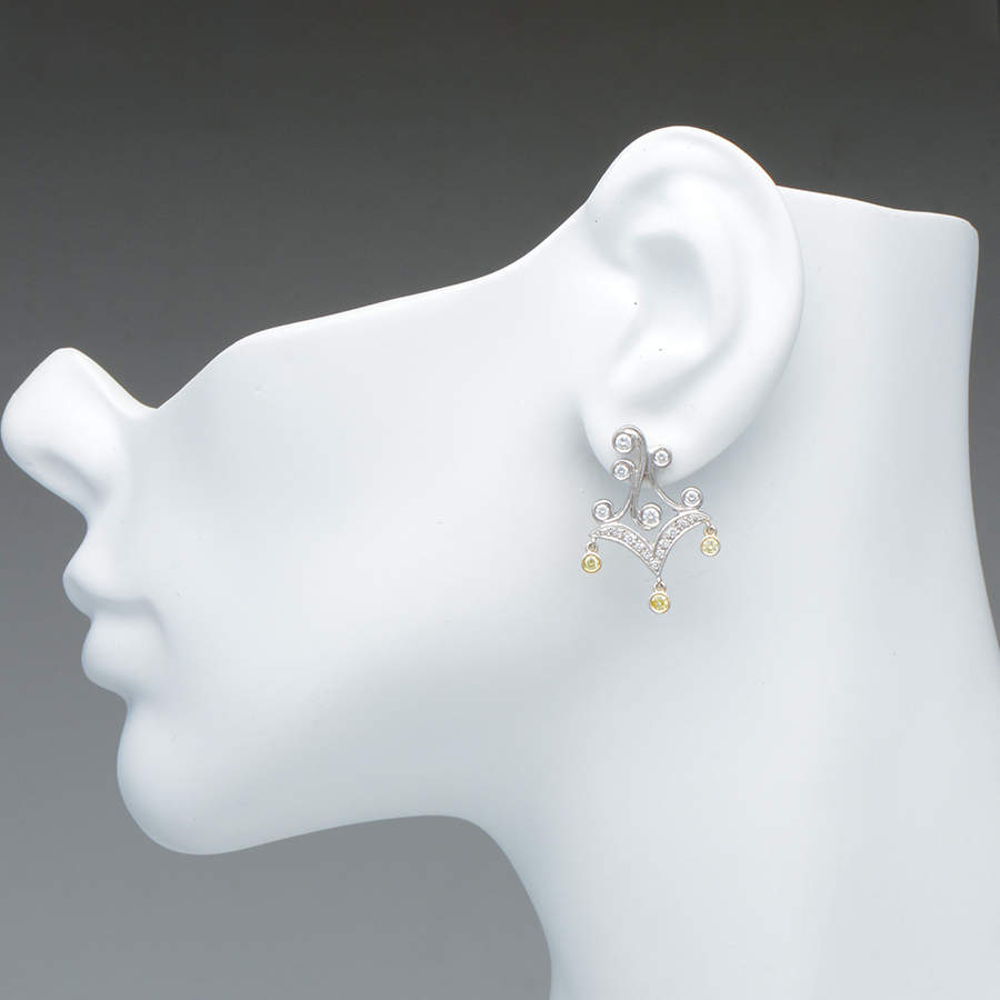 14KWY Yellow/White Diamond(.81) Chandelier Earrings-3