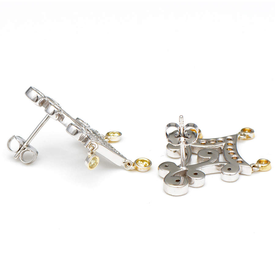 14KWY Yellow/White Diamond(.81) Chandelier Earrings-2