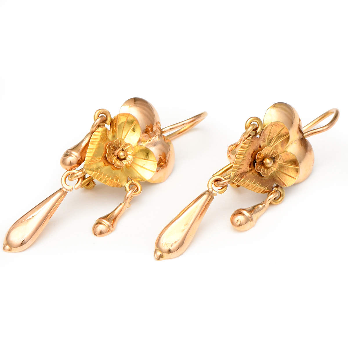 14KRY Double Heart Tassels Earrings-1