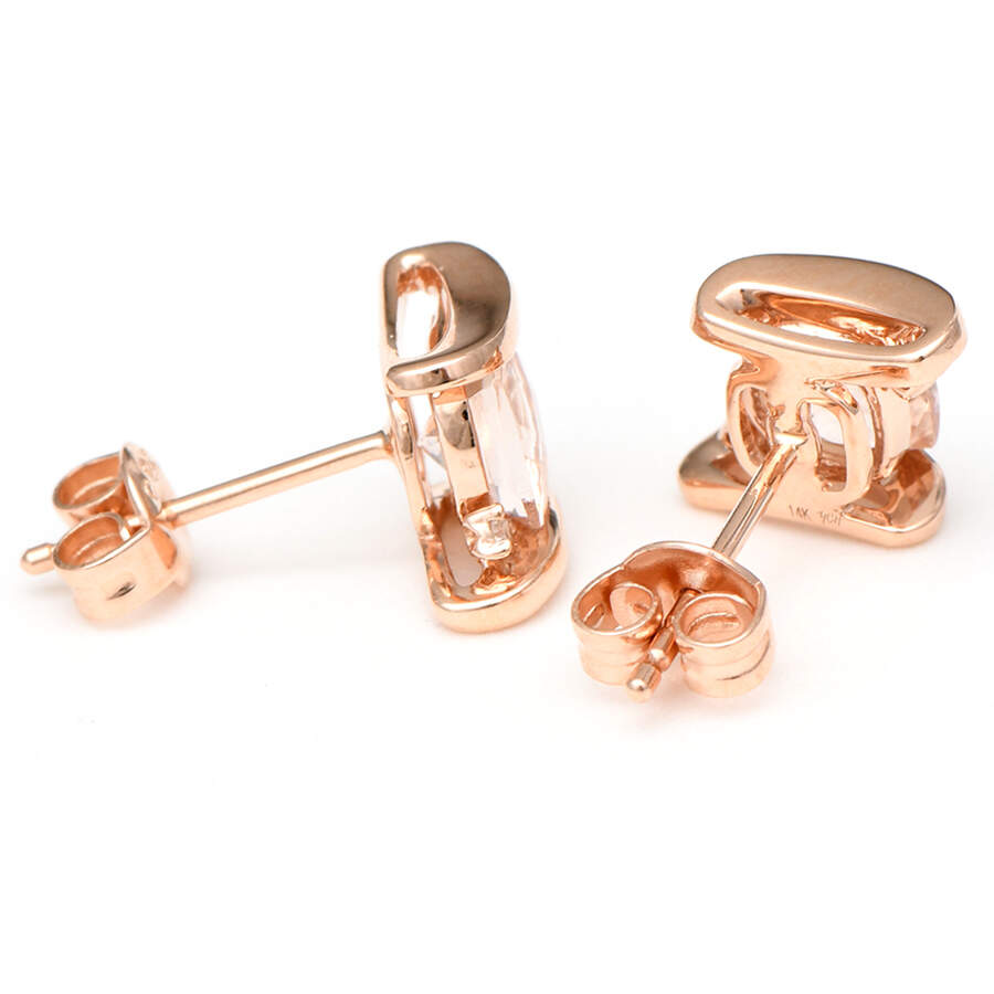 14KR Morganite(1.10) & Diamond Stud Earrings-2
