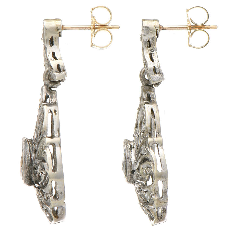 Silver Vintage Rough Diamond Crystal Drop Earrings-2