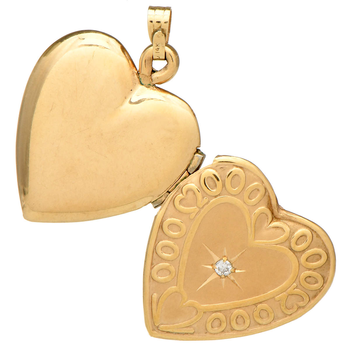 9KY Embossed Heart Locket Pendant-3