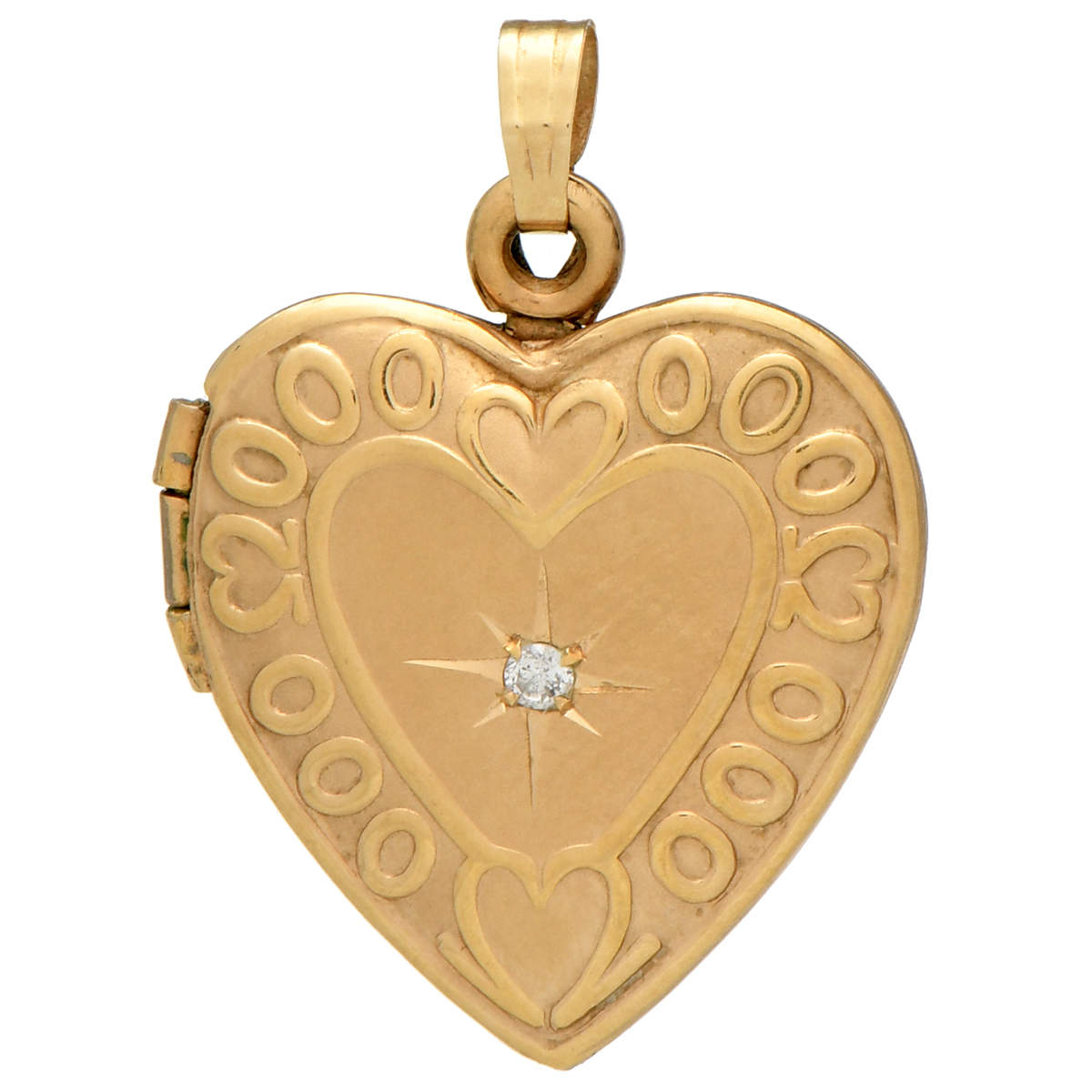 9KY Embossed Heart Locket Pendant-1