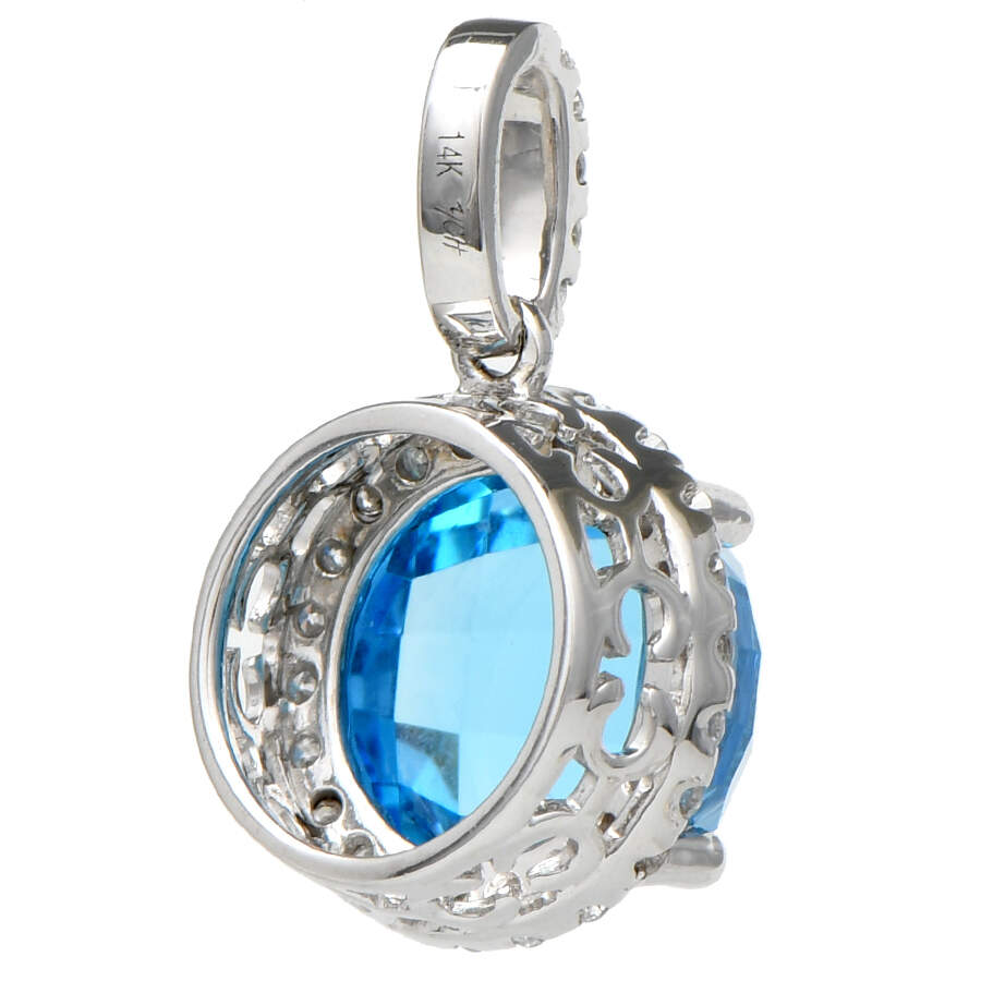 14KW Blue Topaz( 3.37) & Diamond(0.24) Pendant-2