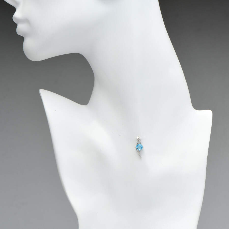 14KW Blue Topaz(1.00) & Diamond (0.034) Pendant-3