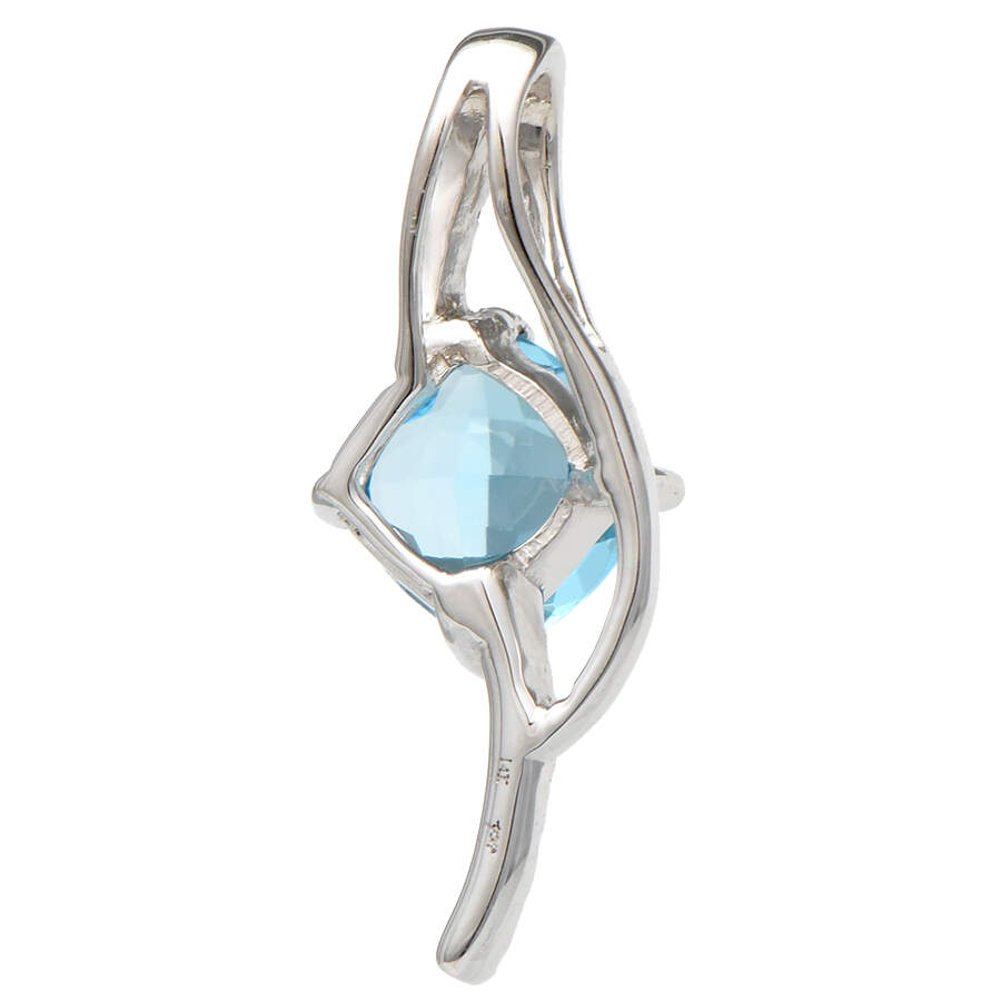 14KW Blue Topaz(1.00) & Diamond (0.034) Pendant-2