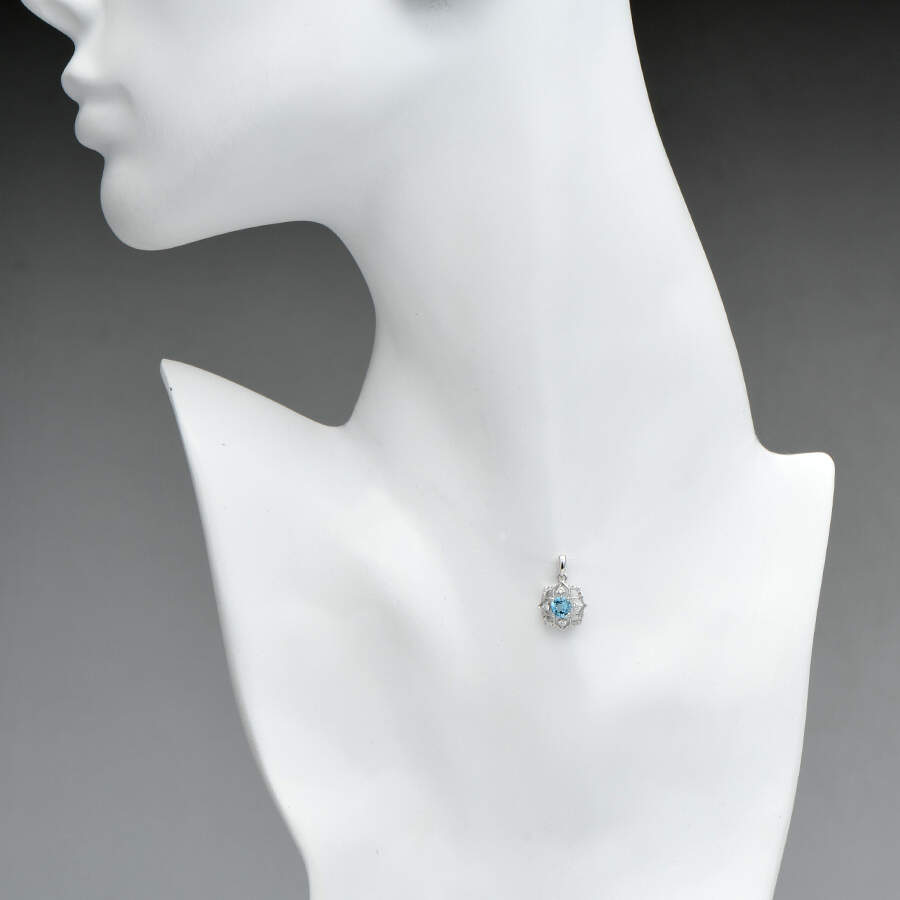 14KW Blue Topaz(0.58) & Diamond (0.15)Pendant-3