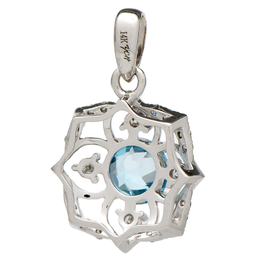 14KW Blue Topaz(0.58) & Diamond (0.15)Pendant-2