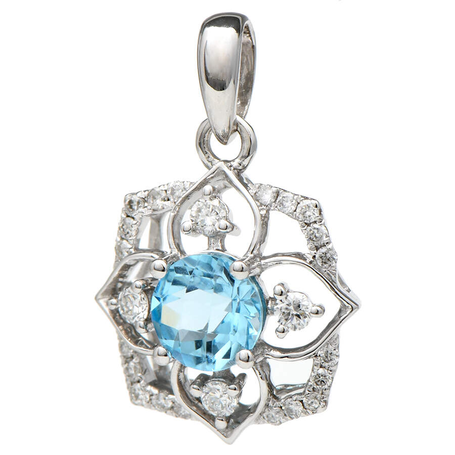 14KW Blue Topaz(0.58) & Diamond (0.15)Pendant-1