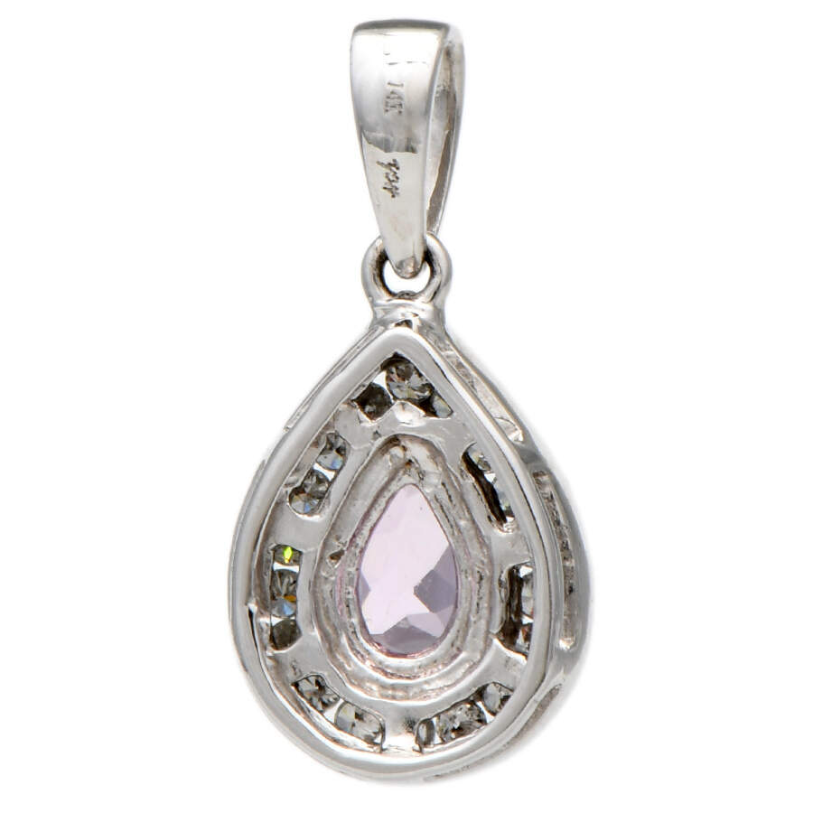 14KW Tourmaline(0.40) & Diamond(0.16) Halo Pendant-2