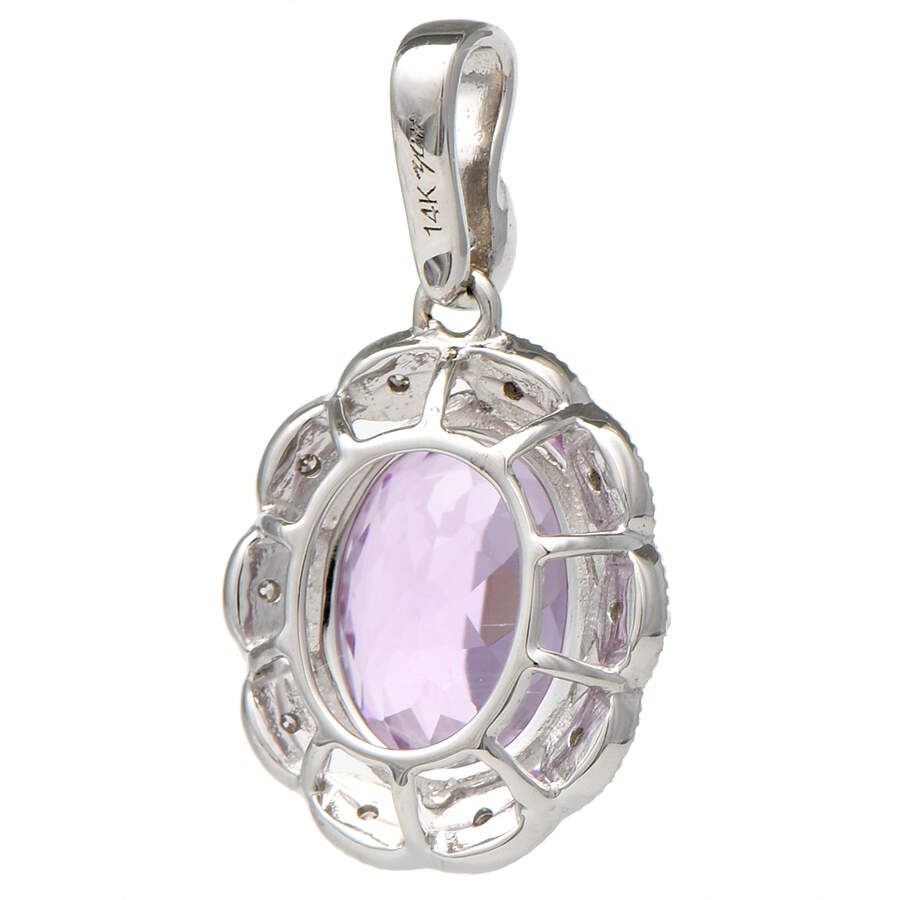 14KW Kunzite(2.10) & Diamond Halo Pendant-2