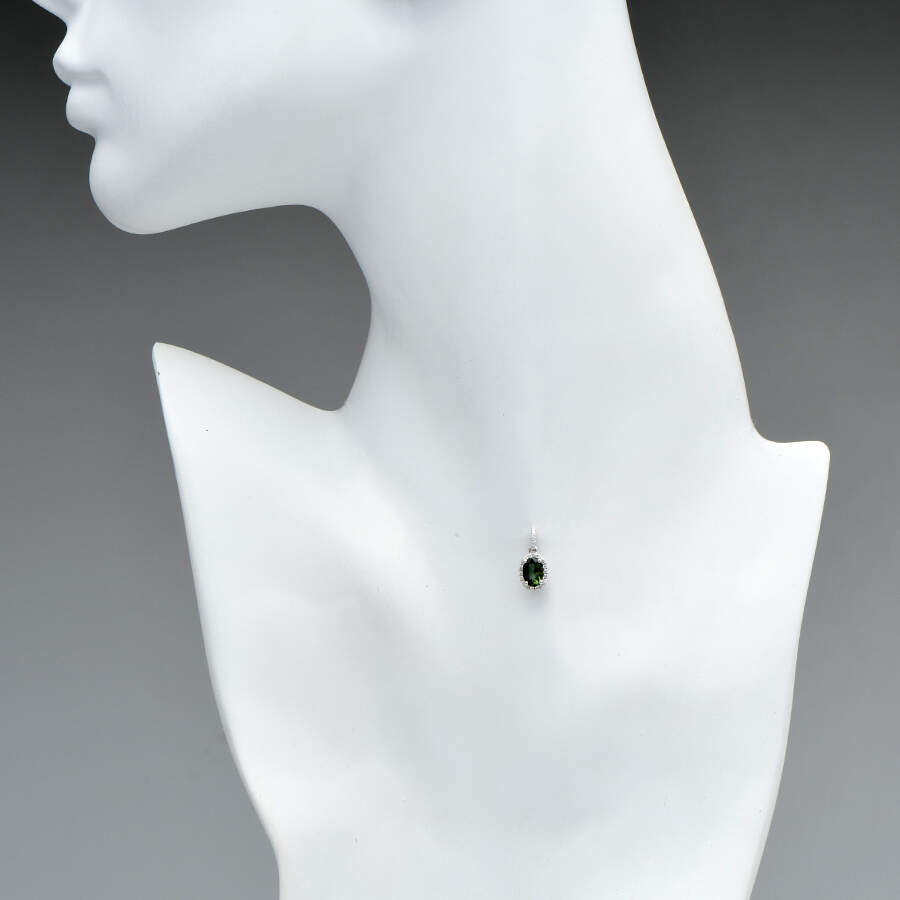 14KW Tourmaline(.77) & Diamond(.06) Halo Pendant-3