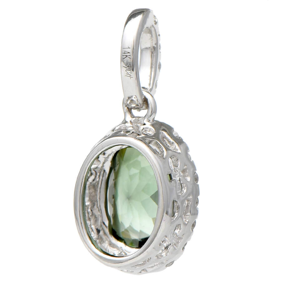 14KW Tourmaline(.77) & Diamond(.06) Halo Pendant-2