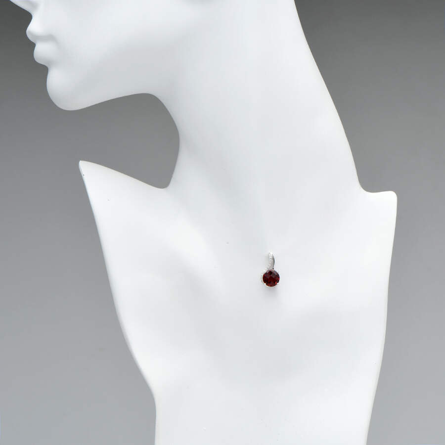 14KW Garnet(3.10) & Pave Diamond Swirl Pendant-3