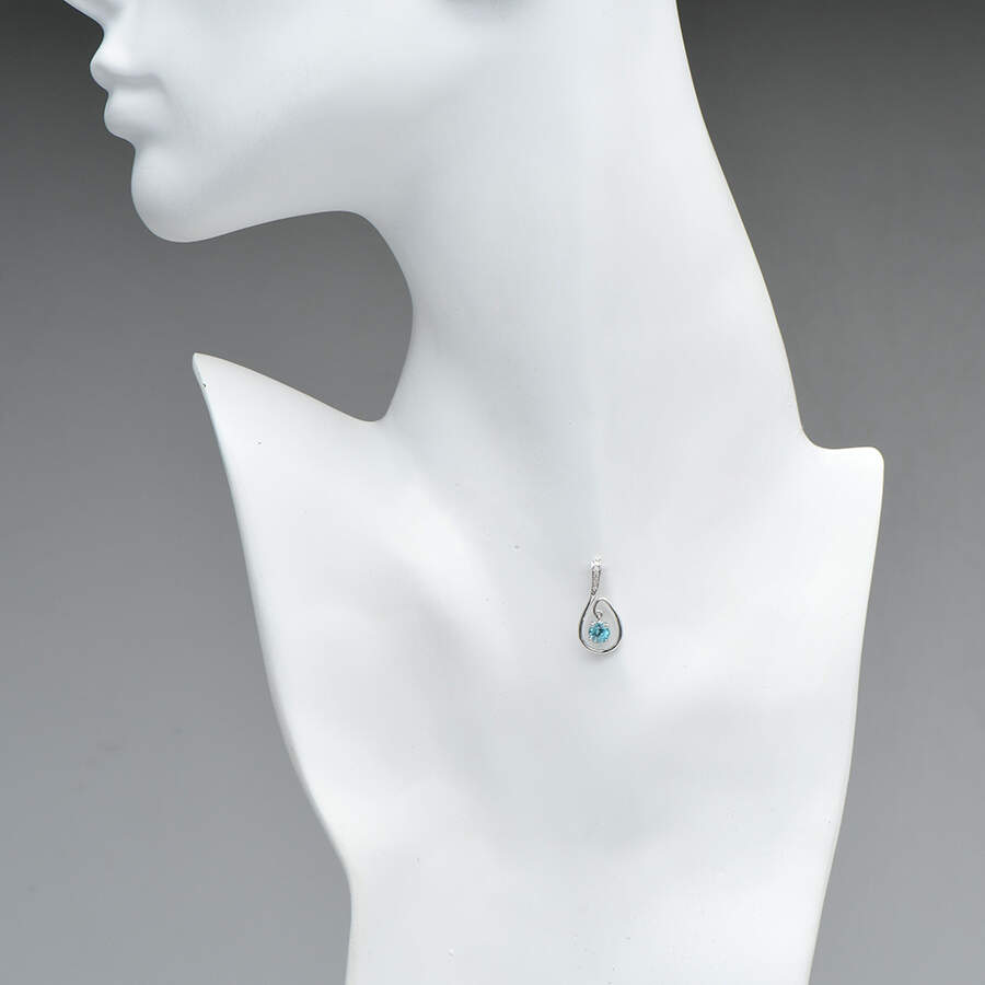 14KW Blue Zircon(0.65) & Diamond Pendant-3