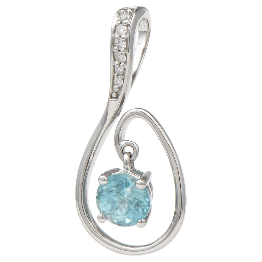 14KW Blue Zircon(0.65) & Diamond Pendant-1