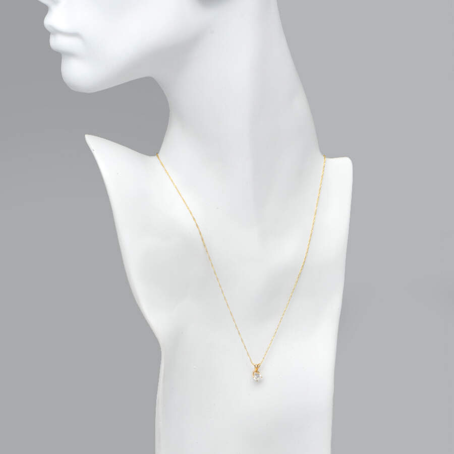 14KY Diamond(.39) Solitaire Pendant-3