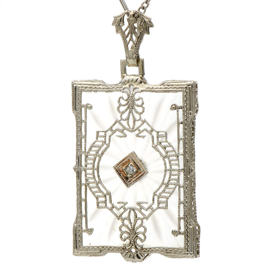 10KW Edwardian Rock Crystal Camphor Pendant-1