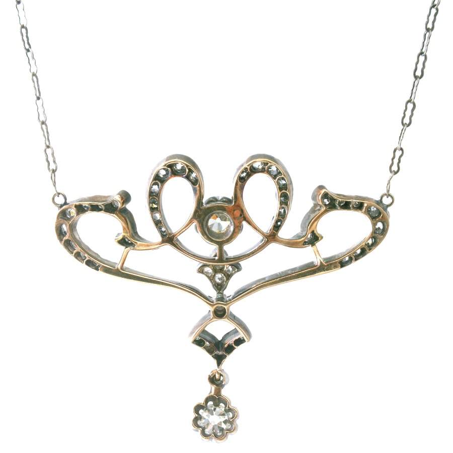 18KY & Sterling Lavaliere Diamond (1.00) Pendant-2