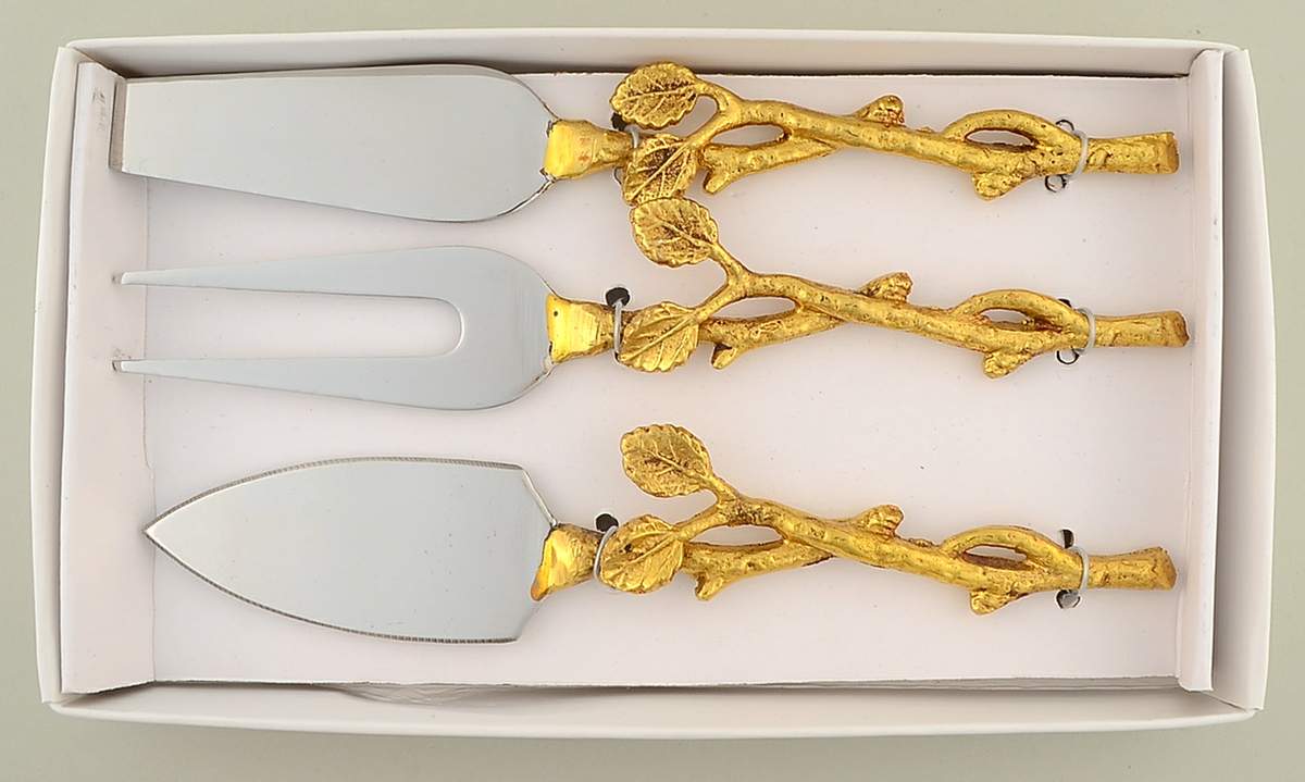 Giftware (Metal, Hollowware) 3 Piece Cheese Set (CHES, CHEK, CHEFS) by Elegance Silver-1